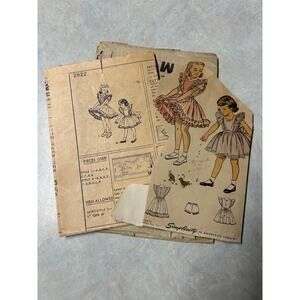Vintage 1940's Simplicity #2822 Girls‎ Pinafore Dress Size 2
